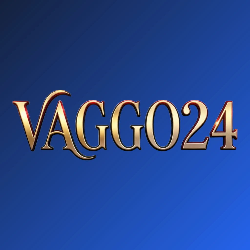 Luxury casino logo for VAGGO24 featuring a rich gold gradient with red and black accents, elegant lights, and a high-end entertainment style in a horizontal rectangular wordmark design on a transparent background